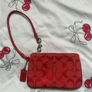 ❤️Y2K Coach Red Signature Wristlet Clutch
